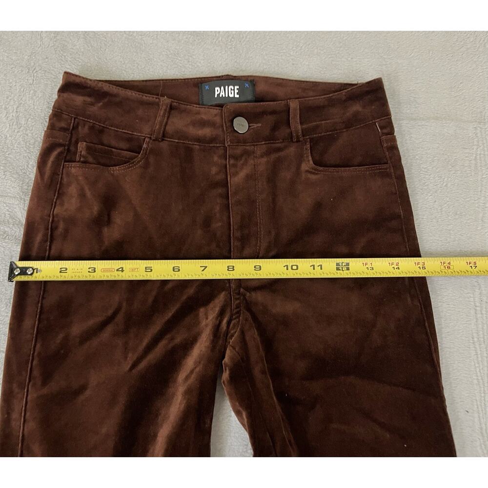 PAIGE Claudine Coffee Brown Soft Velvet Crop Flare Pants Jeans Size 23 MSRP $229 - Picture 9 of 11